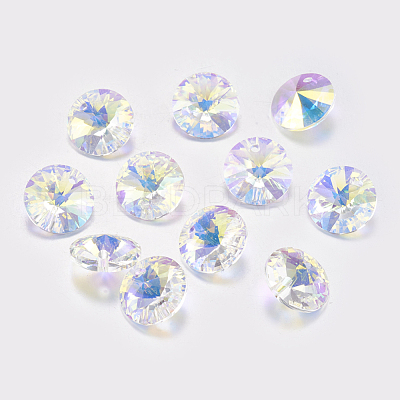 Faceted Glass Rhinestone Charms RGLA-F049-12mm-001AB-1