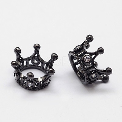 Crown Brass Micro Pave Grade AAA Cubic Zirconia European Bead X-ZIRC-O022-60B-NR-1