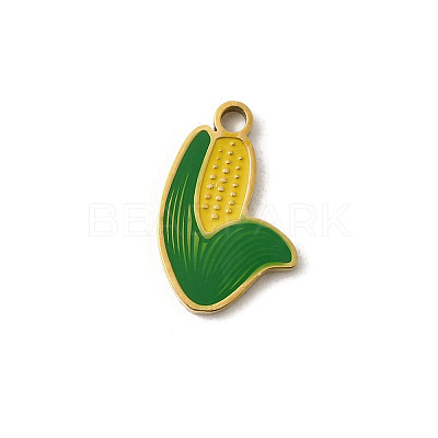 304 Stainless Steel Enamel Charms STAS-I335-03G-03-1