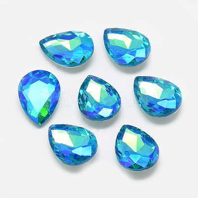 Pointed Back Glass Rhinestone Cabochons RGLA-T017-13x18mm-05-1