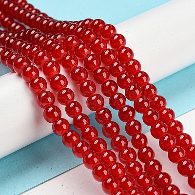 Baking Paint Imitation Jade Glass Round Bead Strands DGLA-Q021-6mm-29-1