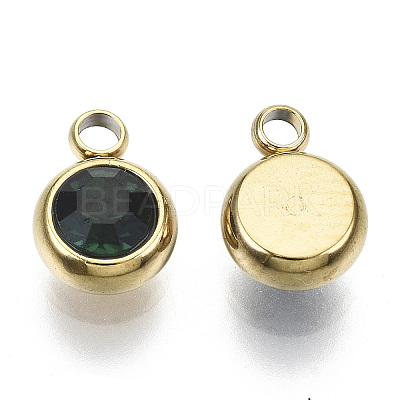PVD Vacuum Plating 201 Stainless Steel Rhinestone Charms STAS-S068-05G-1