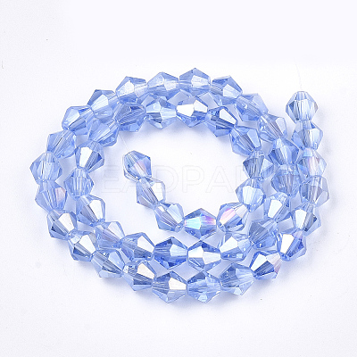 Electroplate Glass Beads Strands EGLA-Q118-6mm-B04-1