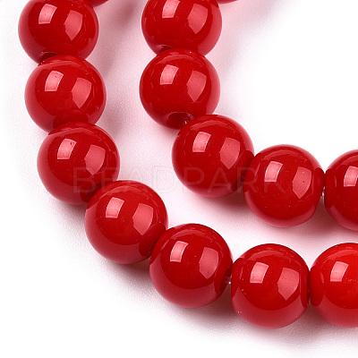 Opaque Solid Color Glass Beads Strands X-GLAA-T032-P8mm-04-1