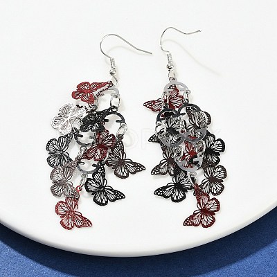 430 Stainless Steel Butterfly Dangle Earrings EJEW-A137-02P-04-1