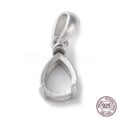 Rhodium Plated Rack Plating 925 Sterling Silver Pendants Cabochon Settings STER-NH0001-49D-P-1