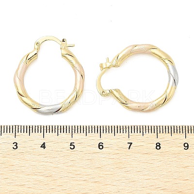 Brass Two Tone Twist Hoop Earrings EJEW-B117-06A-M-1