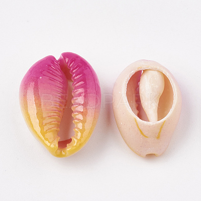 Spray Painted Natural Cowrie Shell Beads X-SHEL-S274-01B-1