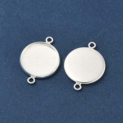 Flat Round Brass Connector Cabochon Settings KK-K414-13A-S-1
