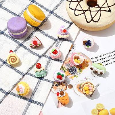 12Pcs 12 Styles Cute Fruit Cake Themed Resin Pins JEWB-CJ0003-11-1