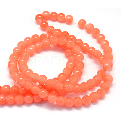 Baking Paint Imitation Jade Glass Round Bead Strands X-DGLA-Q021-6mm-31-1