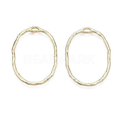Oval Rack Plating Alloy Pendants PALLOY-T090-01G-B-NR-1