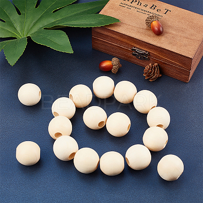 Unfinished Natural Wood Beads WOOD-PH0009-03-1