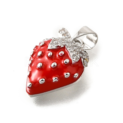 Brass Micro Pave Clear Cubic Zirconia with Enamel Pendants KK-G529-04P-1