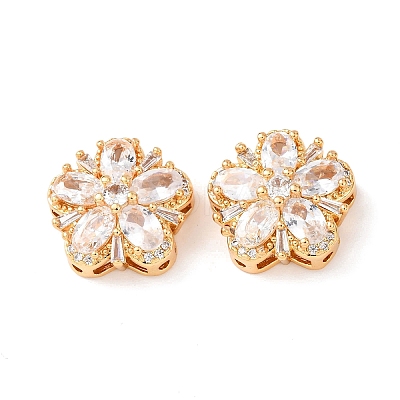 Brass Micro Pave Cubic Zirconia Beads KK-A284-19G-04-1