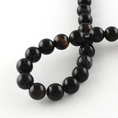 Natural Black Onyx Round Bead Strands X-G-R198-8mm-1