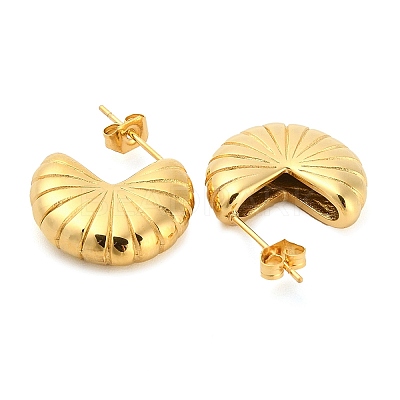 Flower Shape Iron Plating(IP) 304 Stainless Steel Stud Earrings EJEW-K259-01G-1