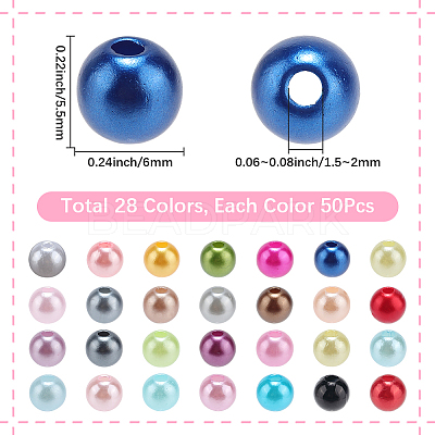1400Pcs 28 Styles Spray Painted ABS Plastic Imitation Pearl Beads KY-SP0001-38-1