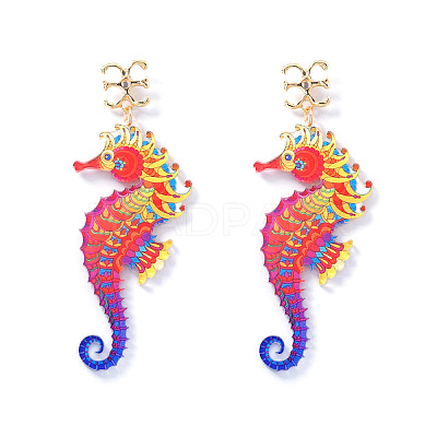 Ocean Acrylic & Alloy Dangle Earrings for Women WG27996-01-1