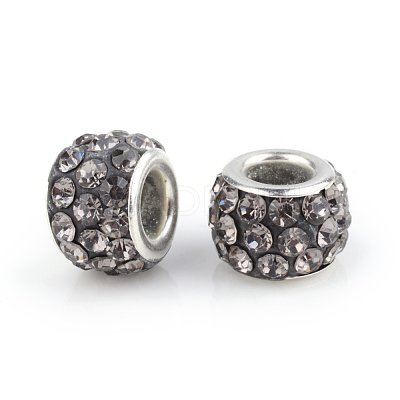 Polymer Clay Rhinestone European Beads CPDL-S007-10-1