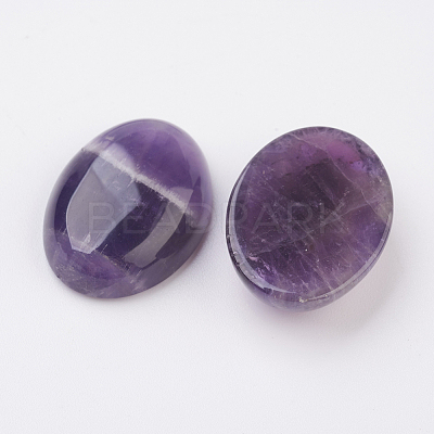 Natural Amethyst Flat Back Cabochons G-G741-22x30mm-17-1