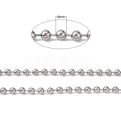 Non-Tarnish 3.28 Feet 304 Stainless Steel Ball Chains X-CHS-A002B-6.0mm-1