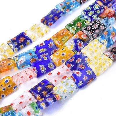 Rectangle Handmade Millefiori Glass Beads LK-R004-56-1