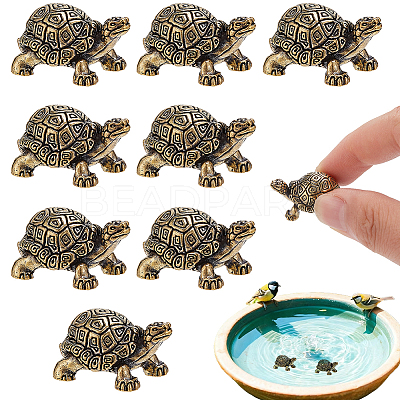 8Pcs Brass Tortoise Figurine Statue for Living Room Table Home Decoration DJEW-GO0001-12-1