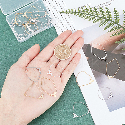 24Pcs 12 Style Sector & Ring & Trapezoid & Rhombus 304 Stainless Steel Pendants STAS-UN0027-16-1