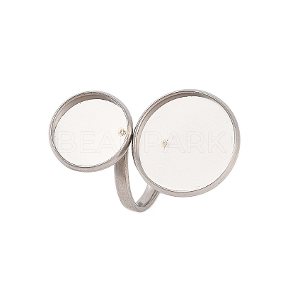 Non-Tarnish 304 Stainless Steel Open Cuff Ring Findings STAS-E124-05N-P-1
