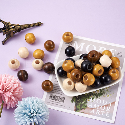 100Pcs 5 Colors Wooden Beads WOOD-CD0001-13-1