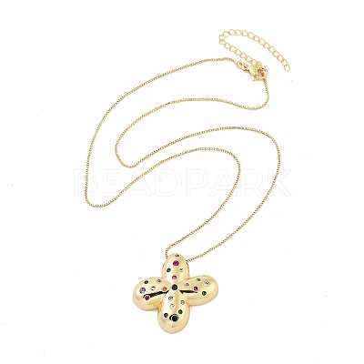 Brass Micro Pave Cubic Zirconia Letter Pendant Necklaces KK-Z069-01G-X-1