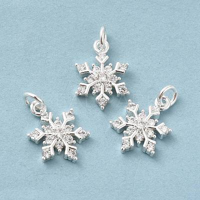 Rack Plating Brass Micro Pave Cubic Zirconia Charms X-KK-E081-15S-1