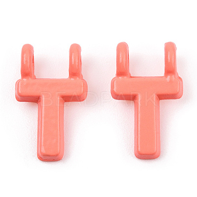 Rack Plating Spray Painted Alloy 2-Loop Link Pendants PALLOY-N176-01T-1