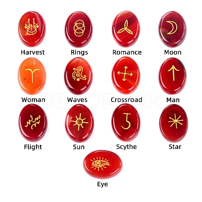 Oval Natural Carnelian Rune Stones PW-WG63123-03-1