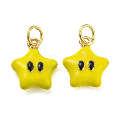 Star Rack Plating Brass Enamel Charms X-KK-Q804-07G-1