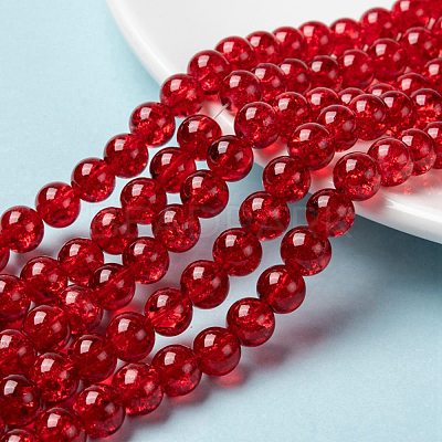 Spray Painted Crackle Glass Beads Strands CCG-Q001-8mm-13-1