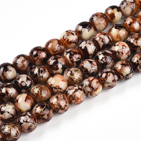 Baking Paint Glass Beads Strands DGLA-N003-8mm-B06-1