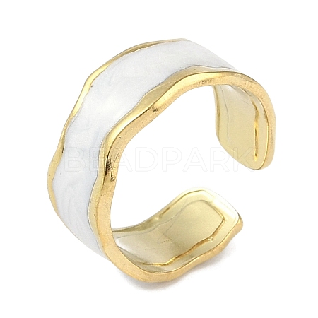 Ion Plating(IP) 304 Stainless Steel Enamel Cuff Finger Rings RJEW-L107-051G-01-1