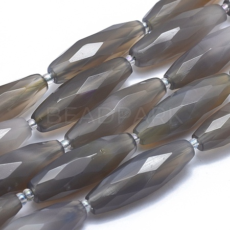 Natural Grey Agate Beads Strands G-O179-G01-5-1