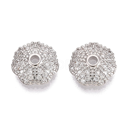 Brass Micro Pave Clear Cubic Zirconia Bead Caps KK-Q071-17P-02-1