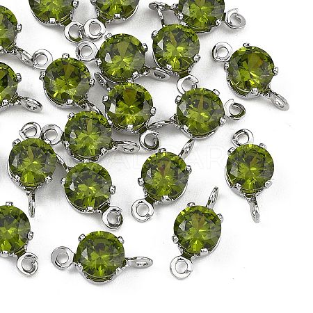 SHEGRACE Brass Pave Cubic Zirconia Flat Round Connector Charms XGRQ2O414-435D-P-1