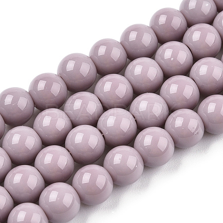 Opaque Solid Color Glass Beads Strands GLAA-T032-P10mm-07-1