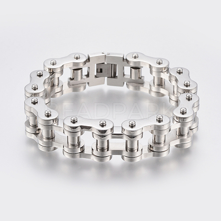 Men's 201 Stainless Steel Bracelets BJEW-H569-17MM-A-1