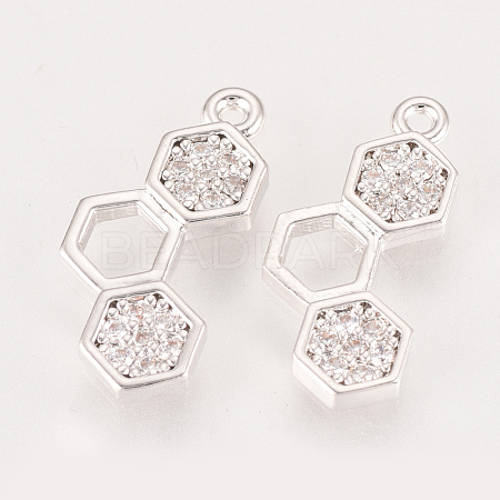 Brass Cubic Zirconia Pendants ZIRC-Q002-140P-1