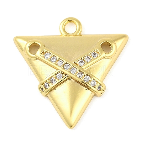 Cross Theme Real 18K Gold Plated Brass Micro Pave Clear Cubic Zirconia Pendants LS-KK-L219-06G-04-1