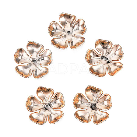 5-Petal Electroplate Opaque Acrylic Bead Caps SACR-T132-01-1