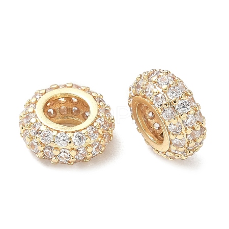 Brass Micro Pave Cubic Zirconia European Beads KK-A254-03B-G-1