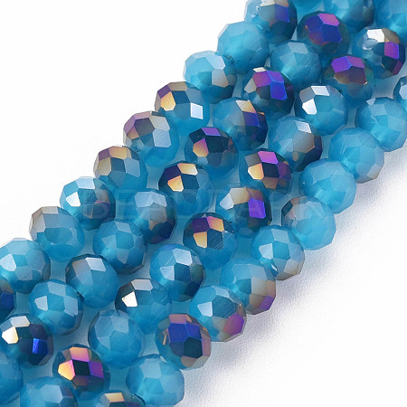 Electroplate Glass Beads Strands EGLA-A034-J6mm-F08-1