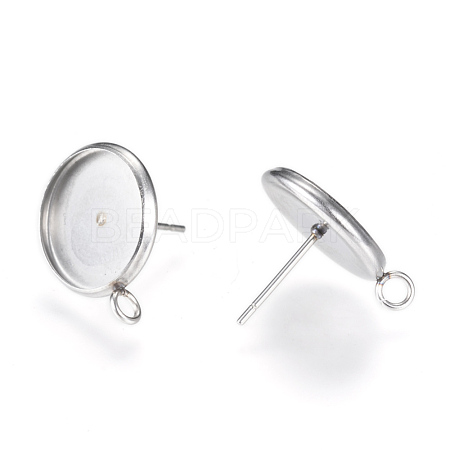 304 Stainless Steel Stud Earring Settings X-MAK-R012-03-1